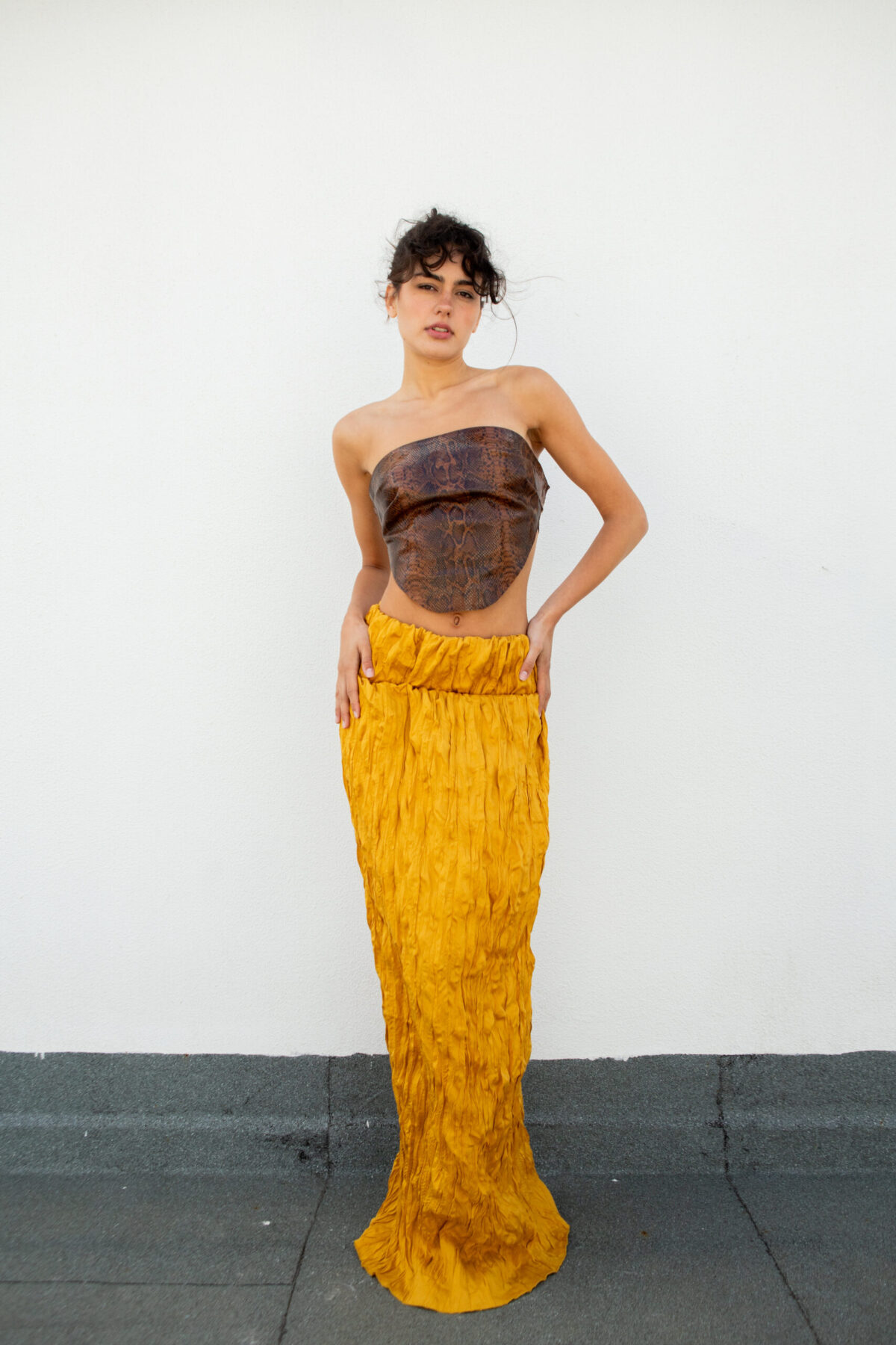 DNSKT2025-FL02 Long Skirt in Indian Pleated