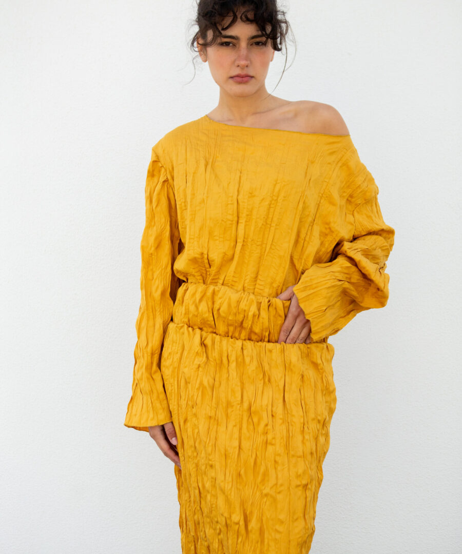 DNSKT2025-FL02 Long Skirt in Indian Pleated