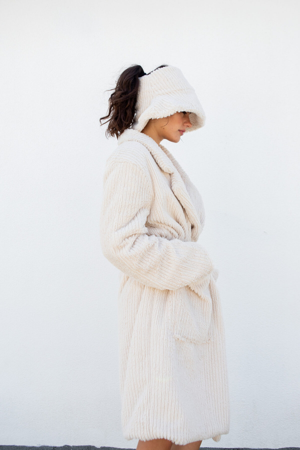 DNDRS2025-TR02 Oversized Coat, Bucket Hat in Textured Knit - Image 2