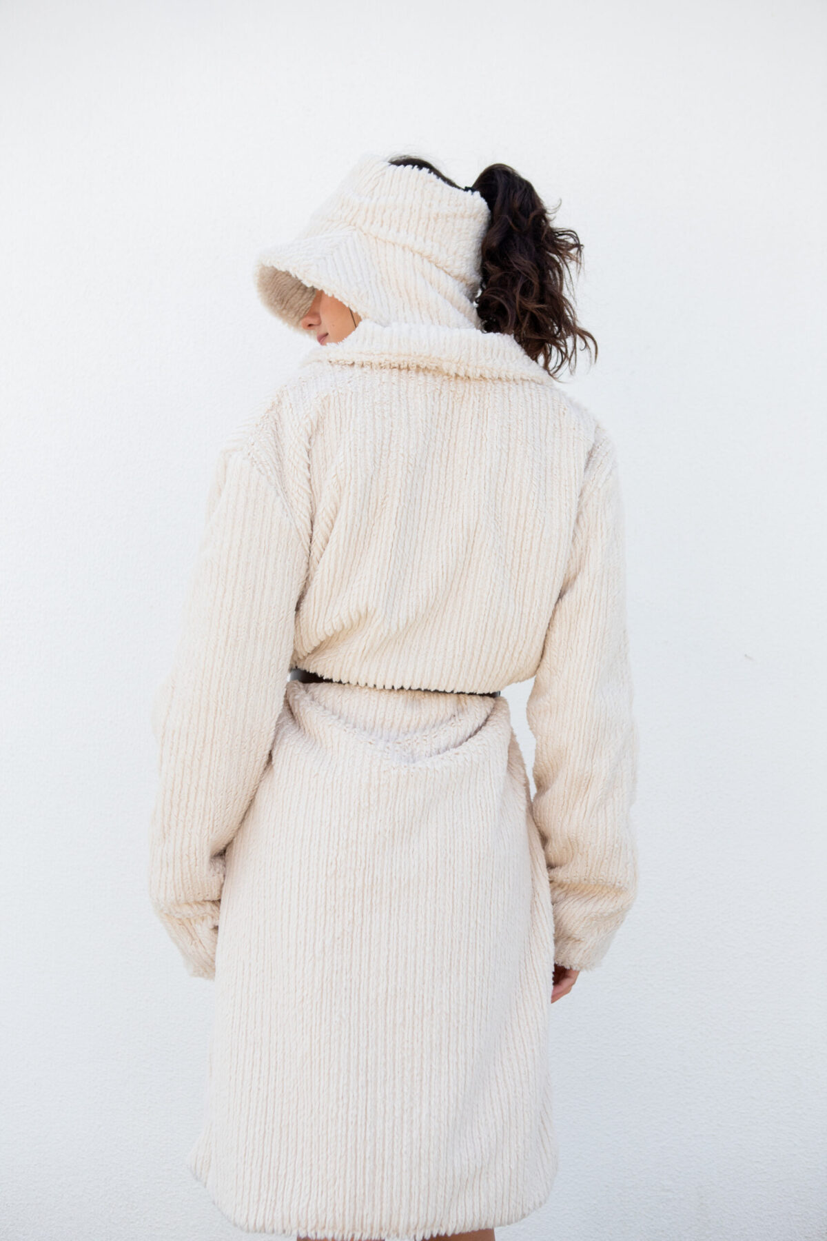 DNDRS2025-TR02 Oversized Coat, Bucket Hat in Textured Knit - Image 4